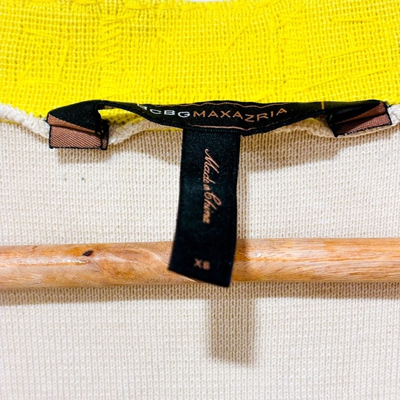 BCBGMAXAZRIA Two-Tone Beige & Yellow Beaded Trim Tunic Top | X-Small * - Picture 11 of 12